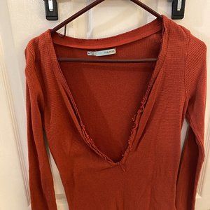 Maurices long sleeve T deep v Red medium